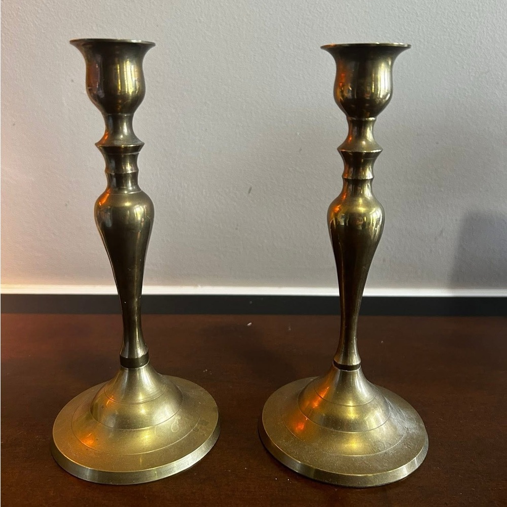 Elegant Vintage Brass Candlestick Holders